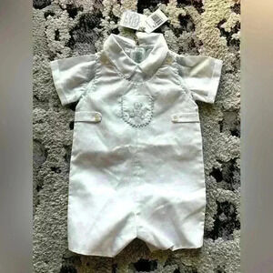 Feltman Bros NWT Outfit Size 3 Months Blue and White Teddy Bear